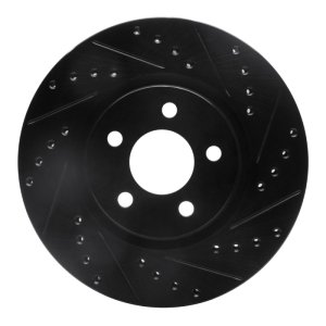 Chrysler PT Cruiser Brake Rotor (1) - Front Right - R1 Concepts - Drilled & Slotted - Black - `03-`09